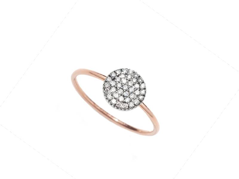18 KT ROSE GOLD RING WITH DIAMONDS PAVE' DIAMONDS PAILLETTES BURATO BV103